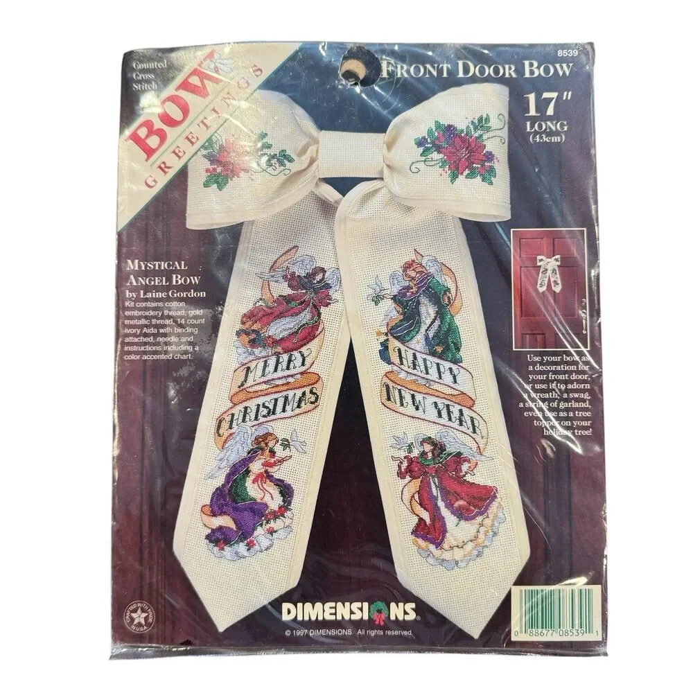 Dimensions Bow Greetings Front Door Magical Angels SEALED 1997 Cross Stitch 8539